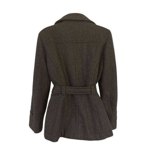 Giacca Pea Coat Wool Blend Womens Dark Gray Medium Double Breasted - Picture 3 of 7